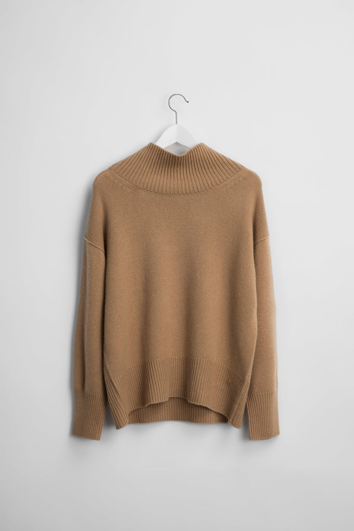 VendelaWear Paris High Neck Cashmere Sweater - Camel