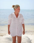 VendelaWear PJ-skjorte PJ-skjorte lang - Justøya - Light Pink Stripe
