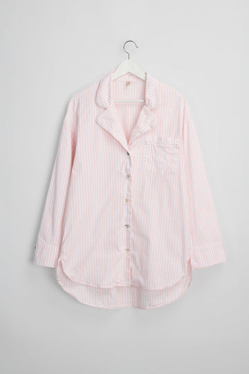 VendelaWear PJ-skjorte PJ-skjorte lang - Justøya - Light Pink Stripe