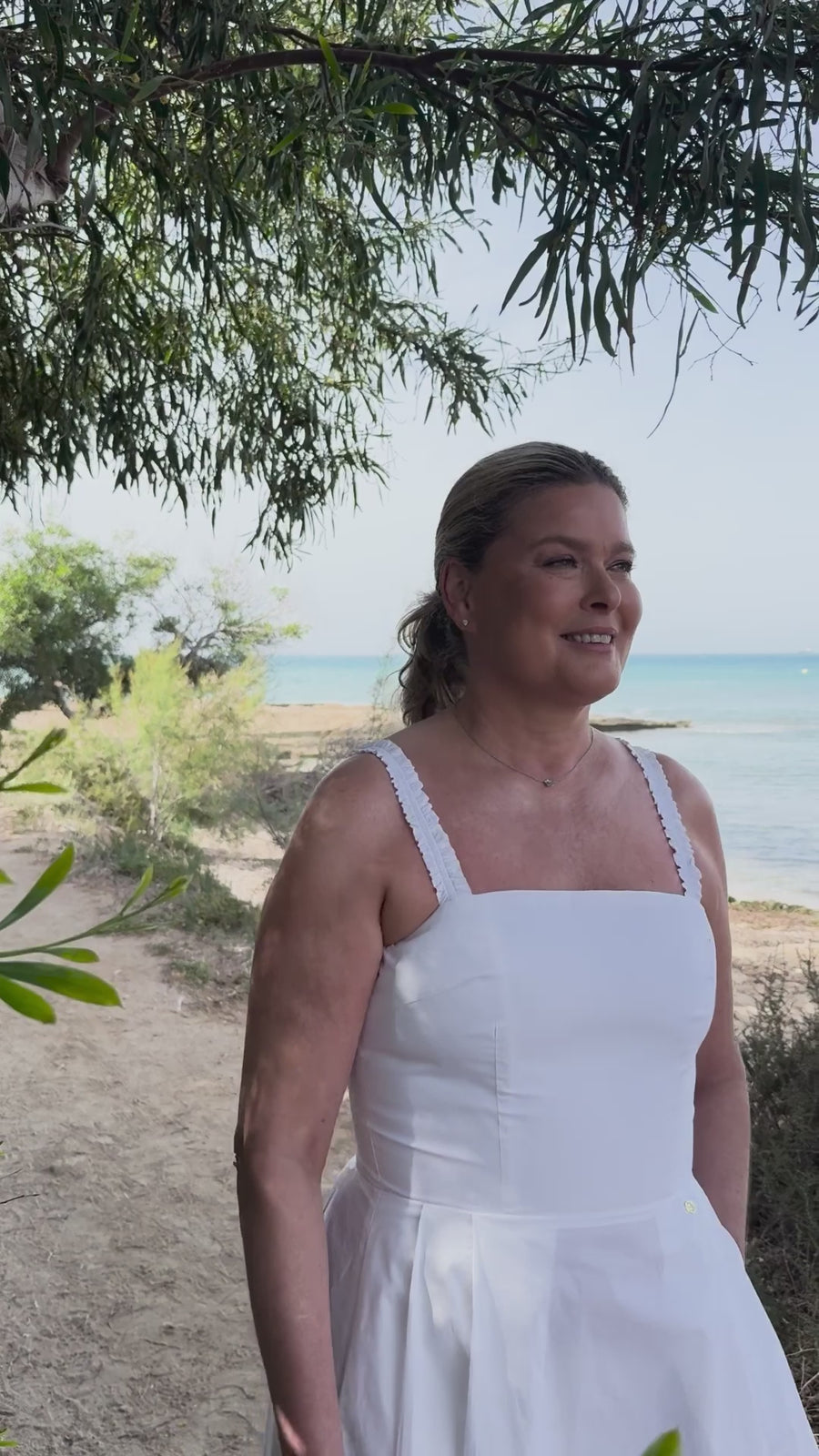 Cuba bomullskjole - Perlehvit