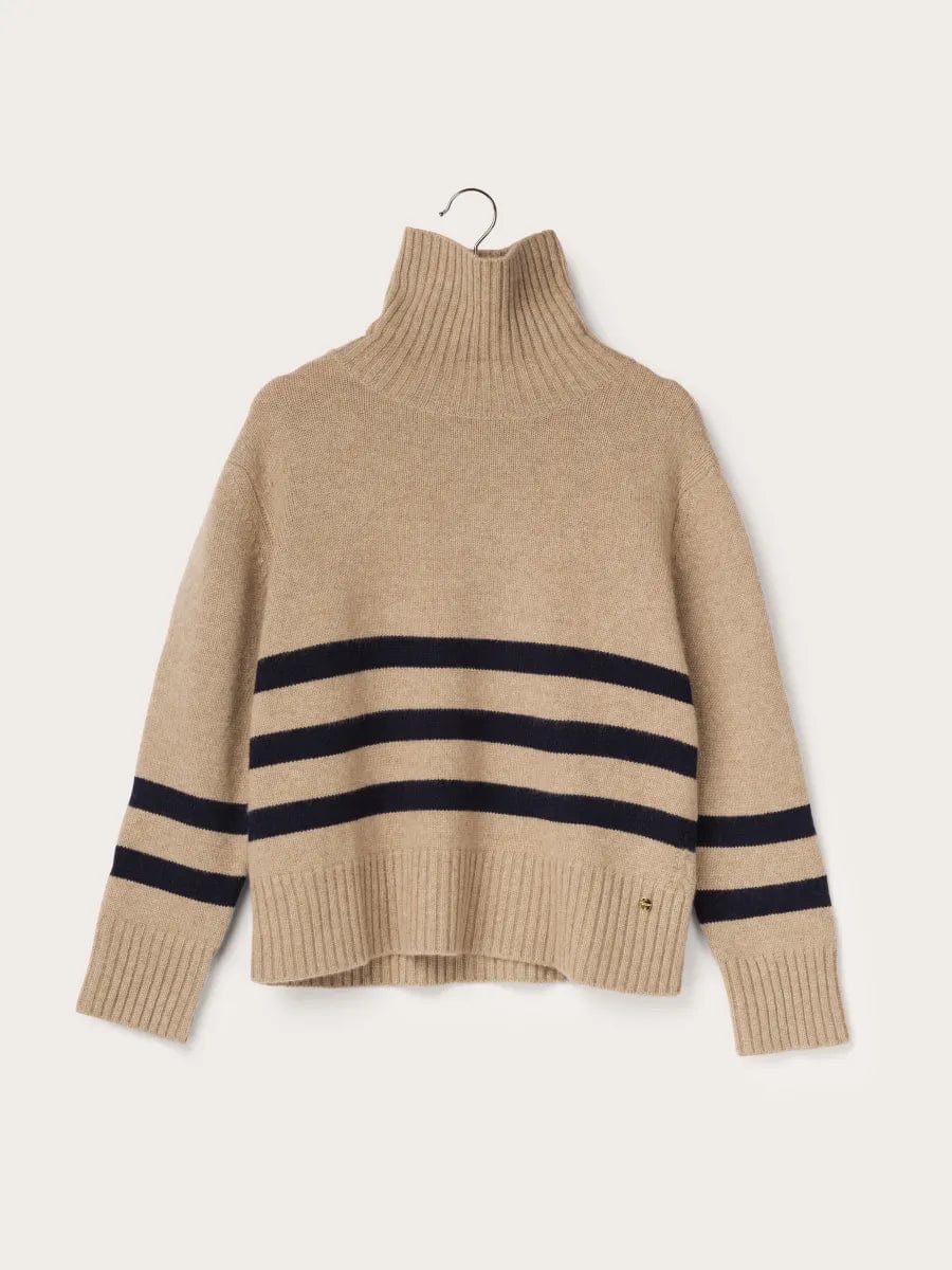 vendelawear.no Boston - High Neck - Cashmere - Genser - Taupe/navy