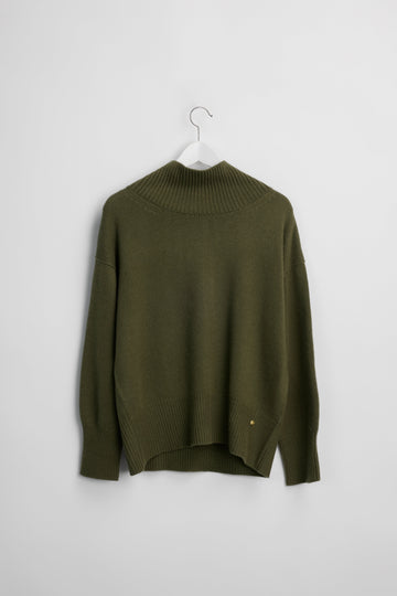 VendelaWear Paris High Neck Cashmere Sweater  - Olive Green