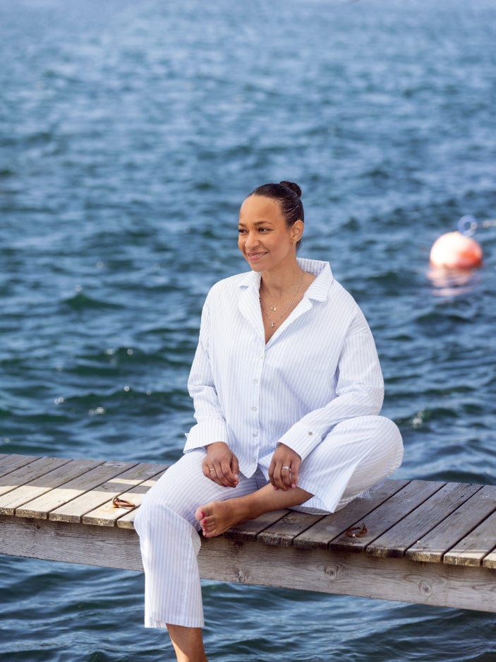 VendelaWear PJ-skjorte PJ-skjorte - Justøya - Light Blue Stripe