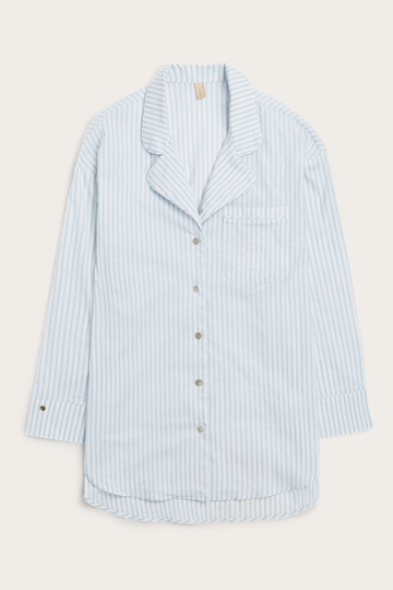 VendelaWear PJ-skjorte PJ-skjorte lang - Justøya - Light Blue Stripe