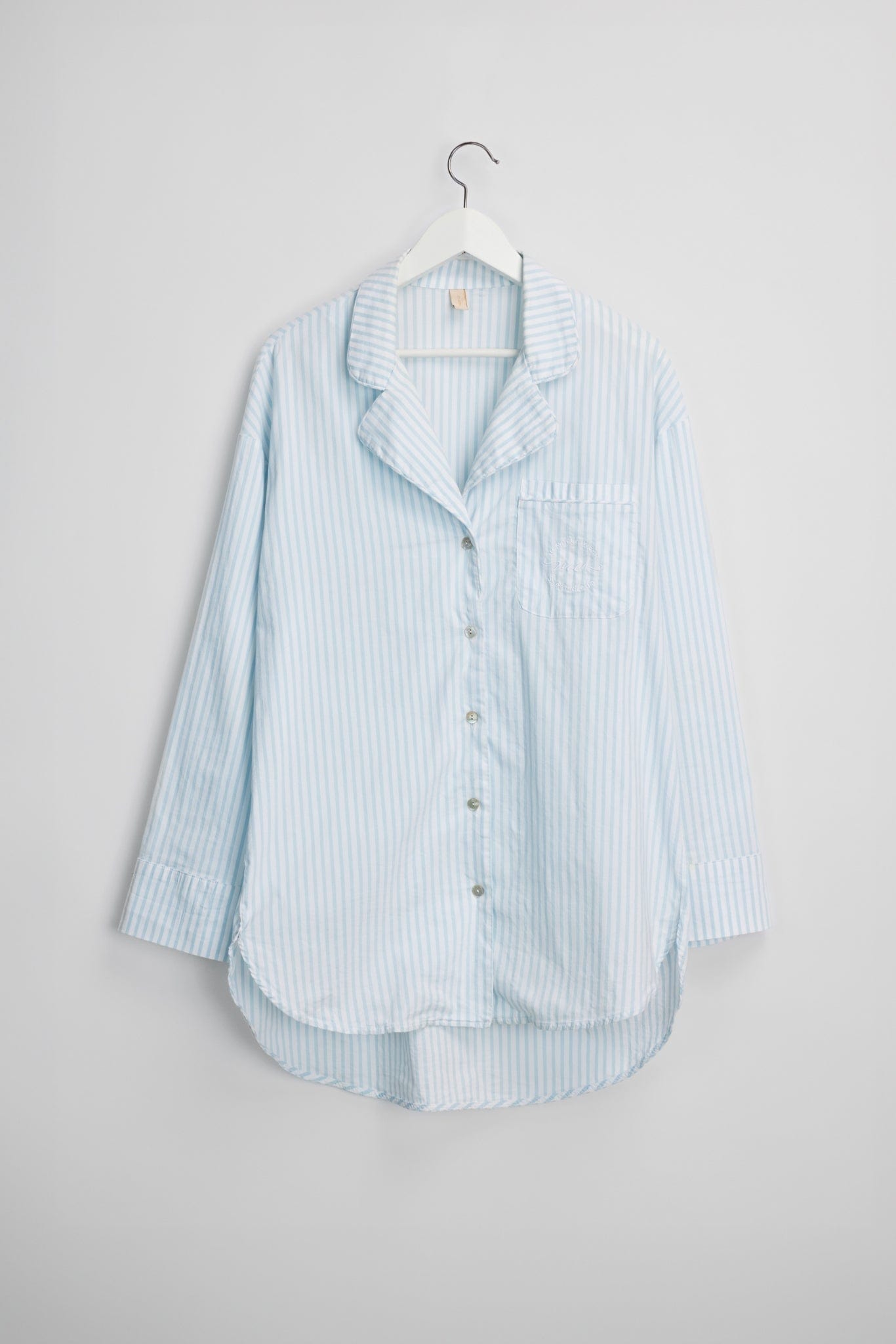 VendelaWear PJ-skjorte PJ-skjorte lang - Justøya - Light Blue Stripe